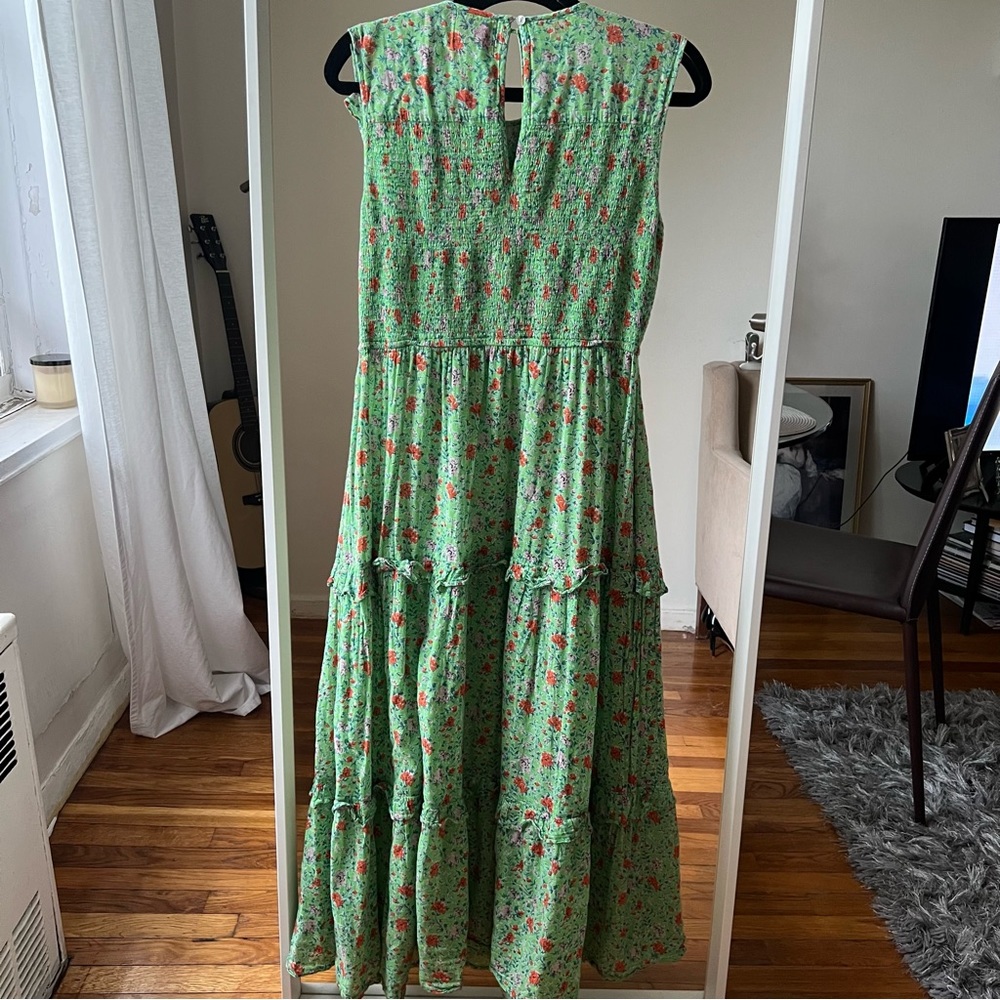 banjanan iris green midi dress floral size XL C9 - Picture 5 of 5